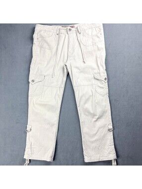 Y2K Cargo Capri Pants with Adjustable Hem